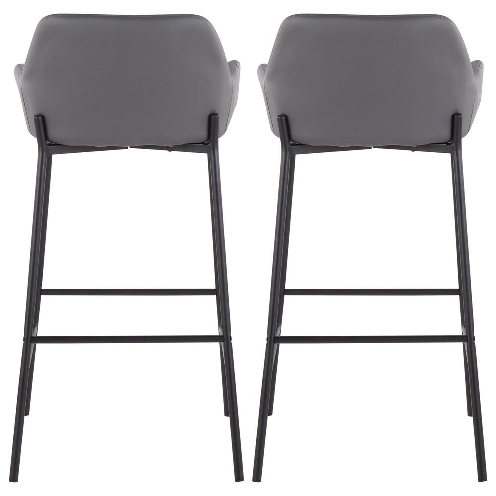 LumiSource Daniella Bar Stool with Grey Upholstery in Black (Set of 2), , large