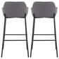 LumiSource Daniella Bar Stool with Grey Upholstery in Black (Set of 2), , large