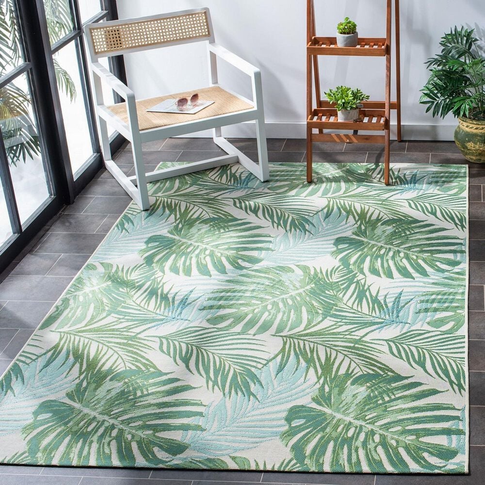 Safavieh Barbados  6&#39;6&quot; x 9&#39;4&quot; Green and Teal Indoor/Outdoor Area Rug, , large
