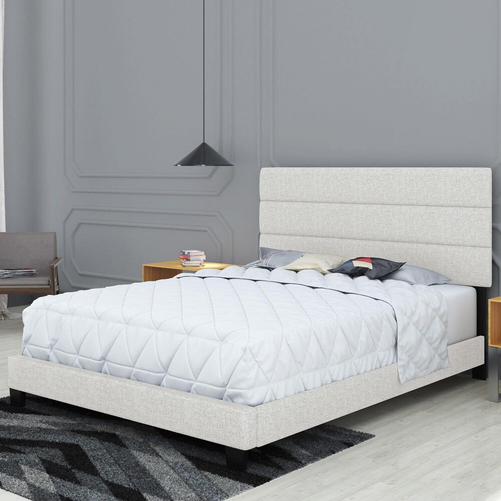 Accent Sicily Queen Upholstered Platform Bed in White, , large