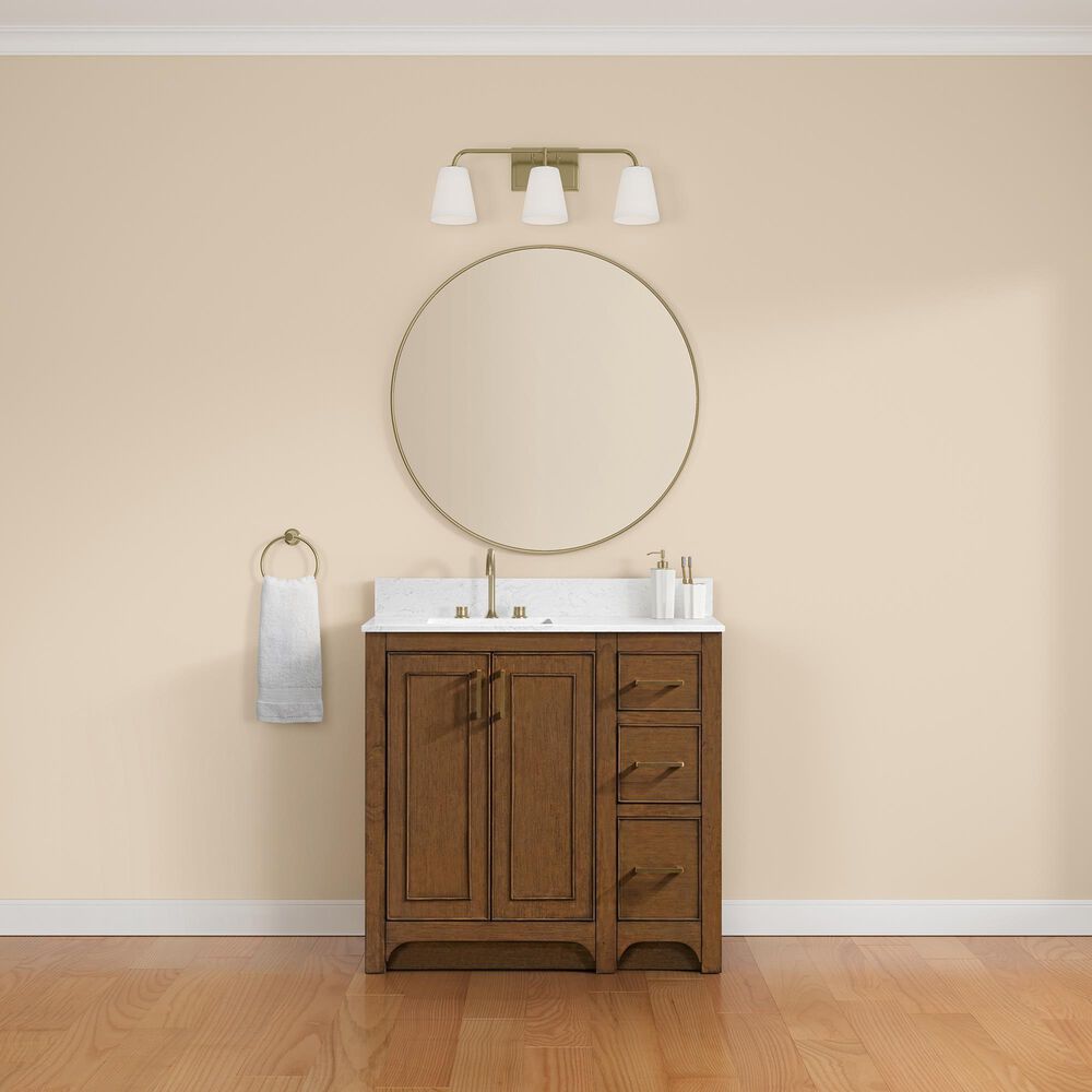 37B Lucerne 36" Single Bathroom Vanity Cabinet in Dark Maplewood with Marble Top and Backsplash, , large