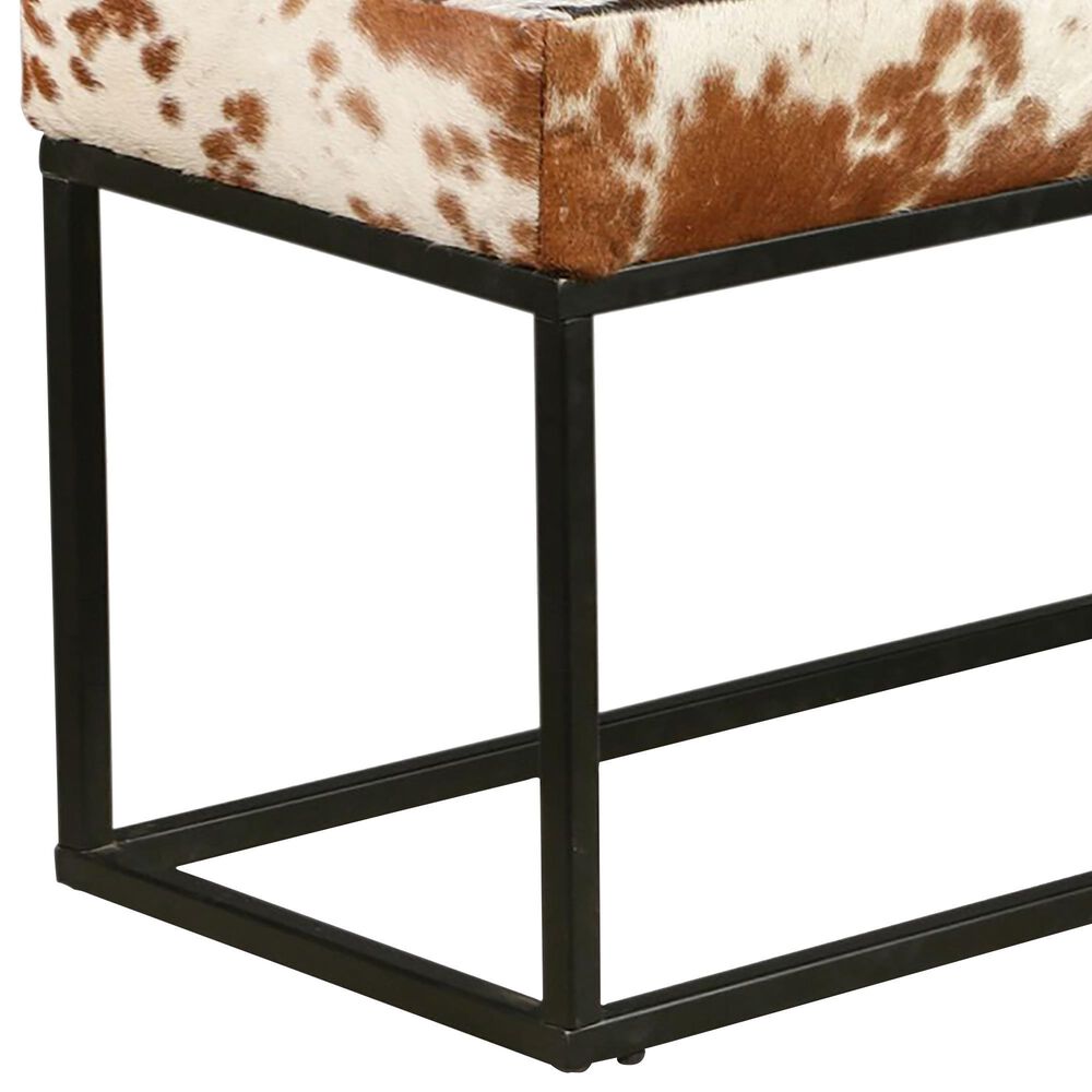 Home Trends &amp; Design New York 54&quot; Bench in Powder Coated Black and Cowhide Leather, , large