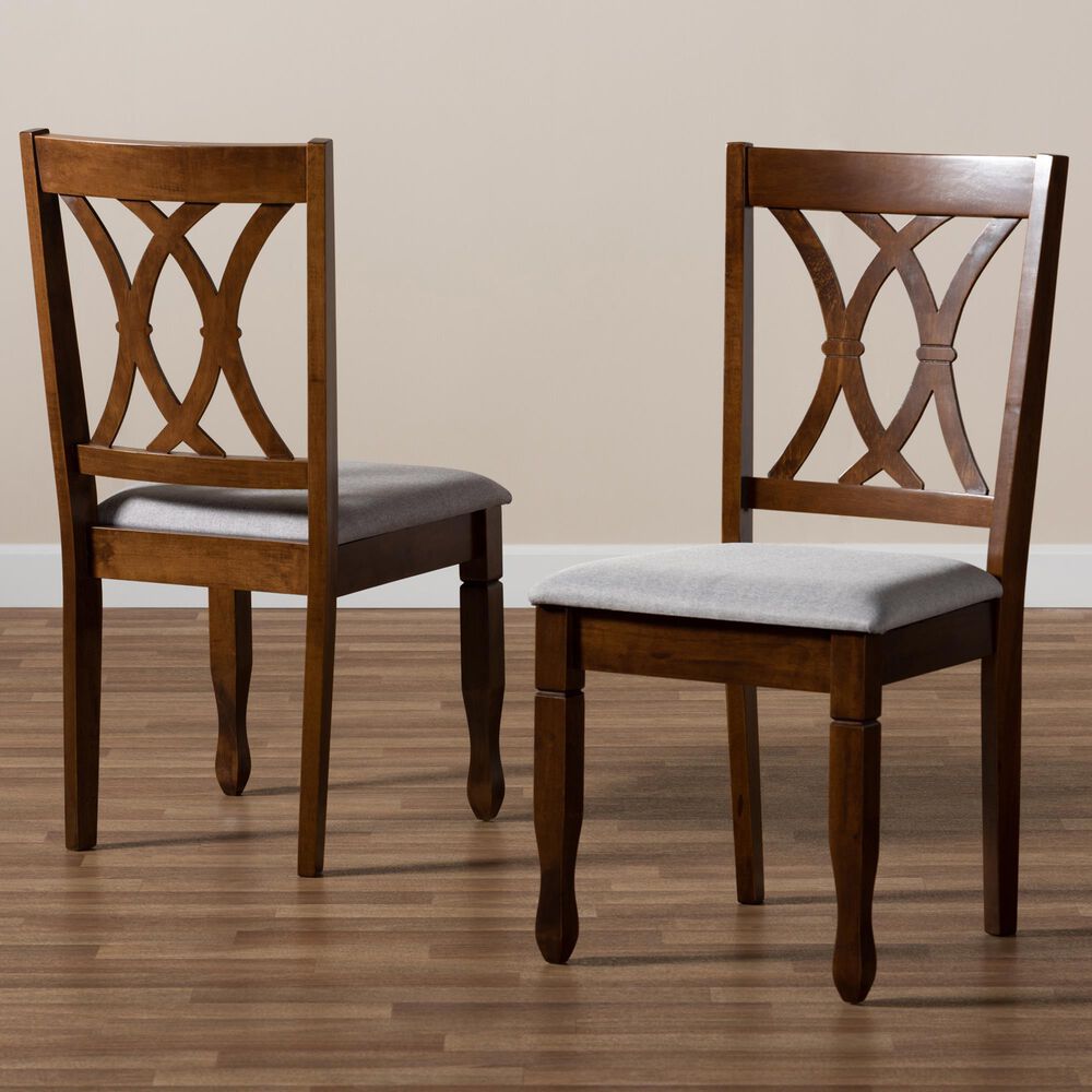 Baxton Studio Augustine 2-Piece Dining Chair Set in Grey/Walnut Brown, , large