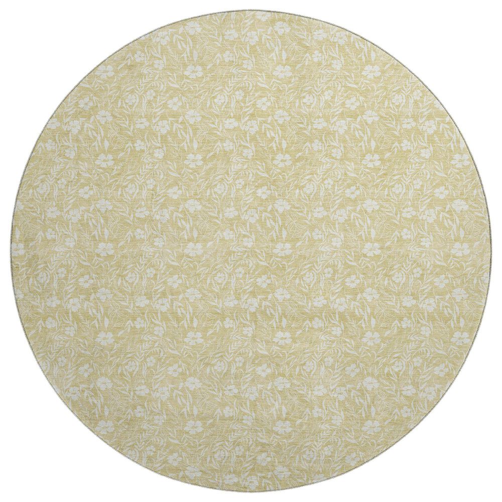 Dalyn Rug Company Soft Essentials Floral Wheat 8" Round Indoor/Outdoor Area Rug, , large