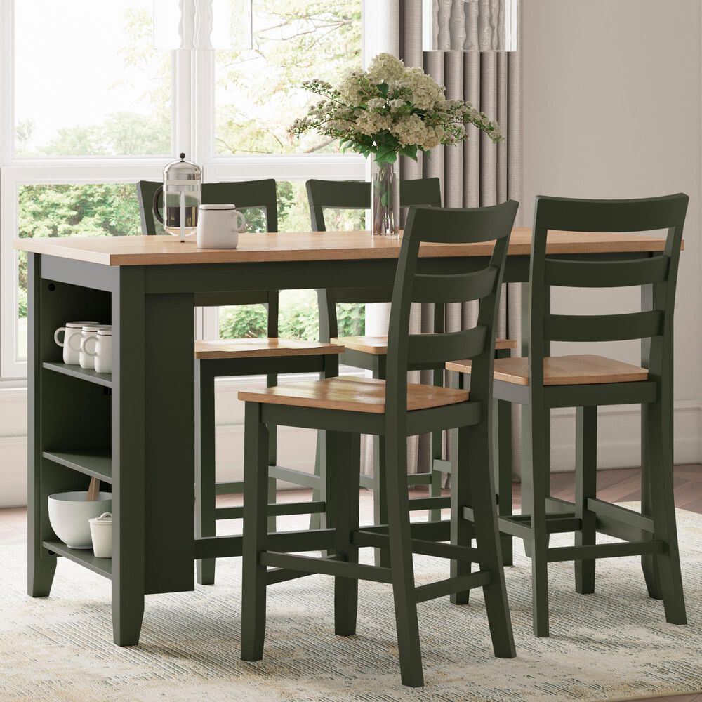 Ashley Gesthaven 5-Piece Counter Dining Set in Natural and Green , , large