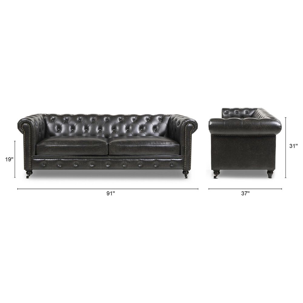 Jennifer Taylor Home Winston 91" Stationary Sofa in Vintage Black Brown