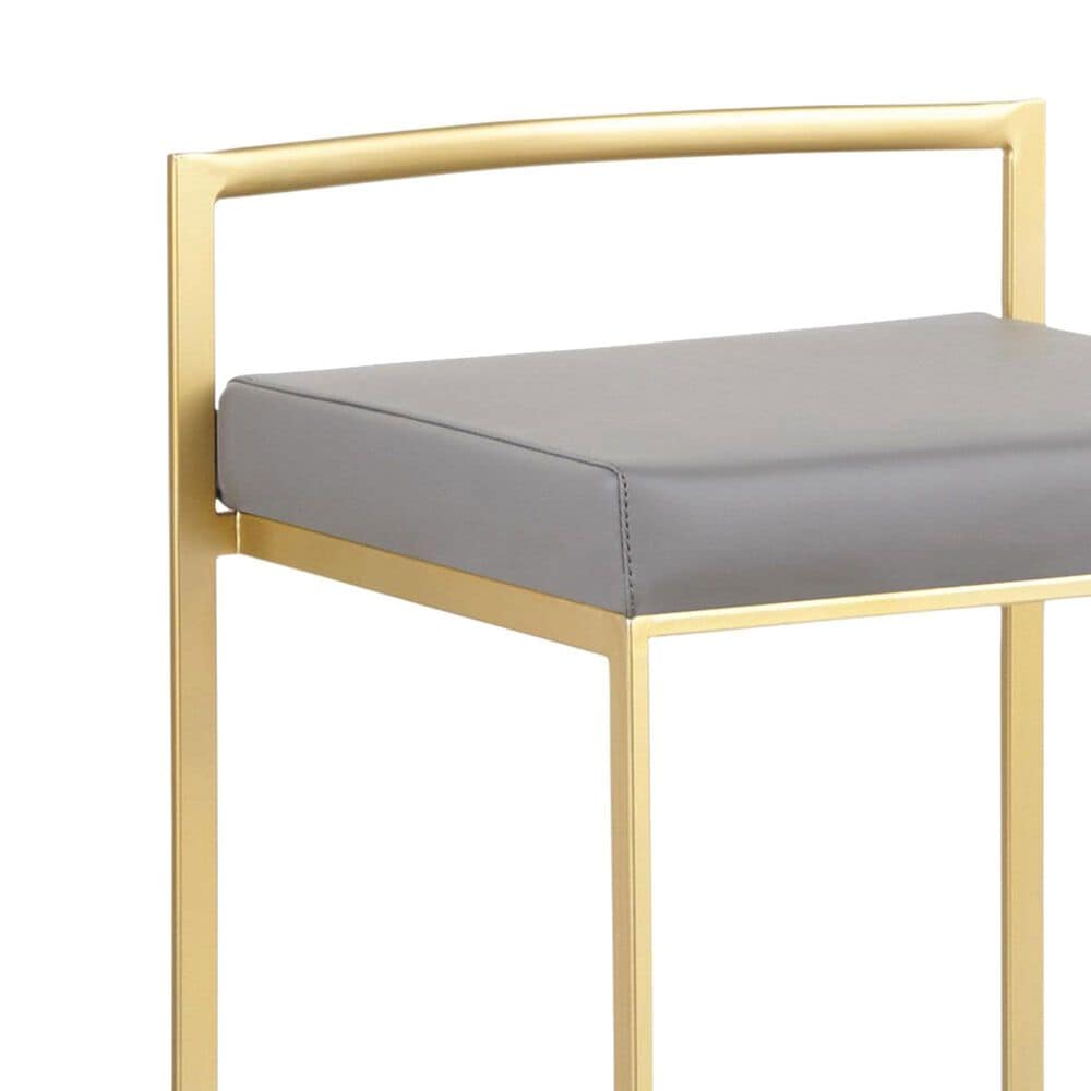 Lumisource Fuji Stackable Counter Stool with Grey Faux Leather Cushion in Gold &#40;Set of 2&#41;, , large