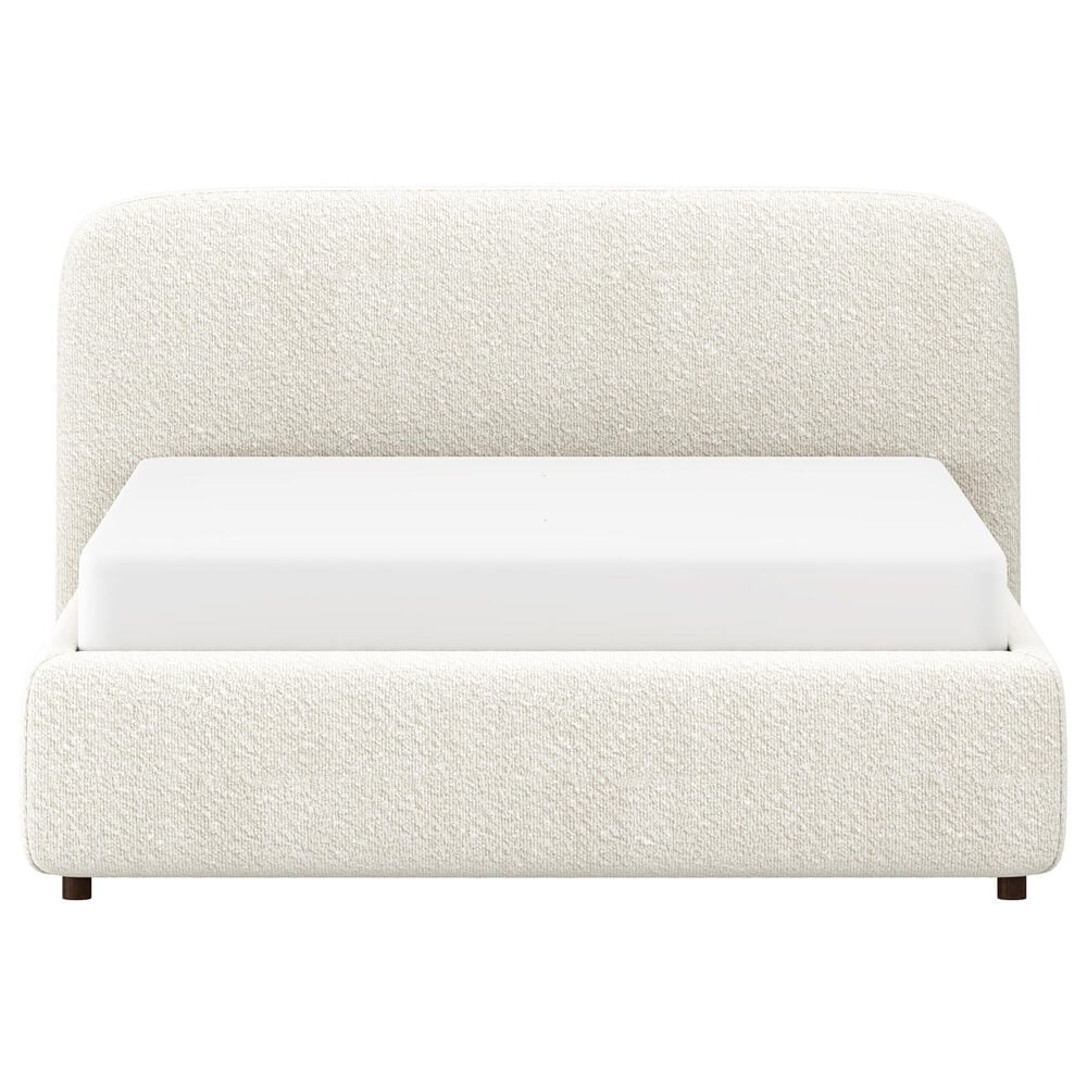 Richlands Furniture Belleville Queen Upholstered Platform Wingback Bed in Cream, , large