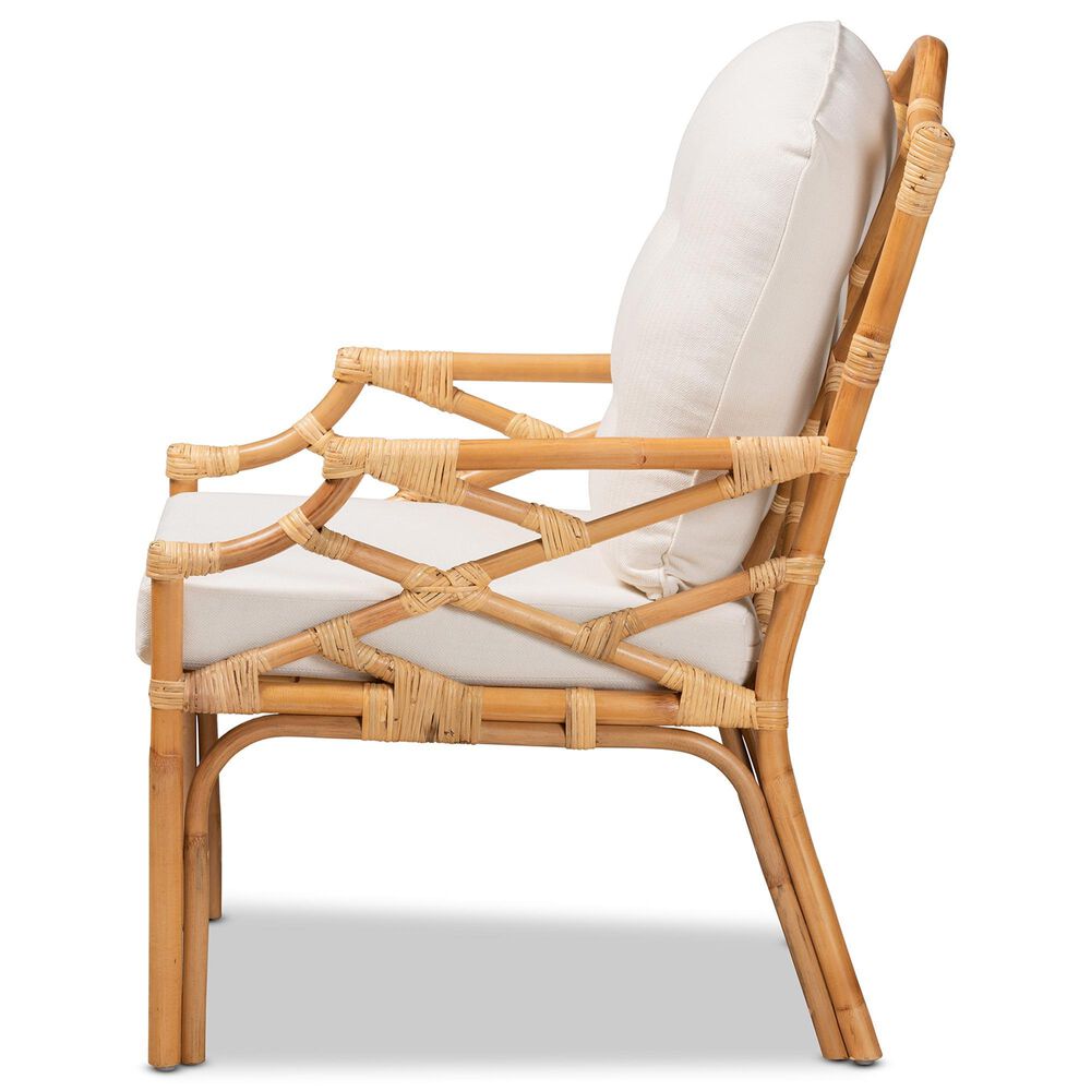 Baxton Studio Sonia Rattan Arm Chair in White, , large