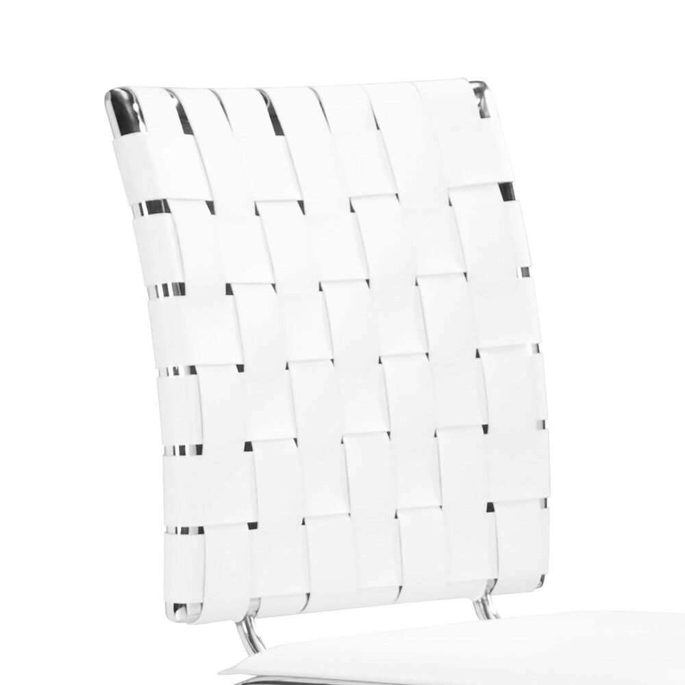 Zuo Modern Criss Cross Bar Stools in White and Silver &#40;Set of 2&#41;, , large