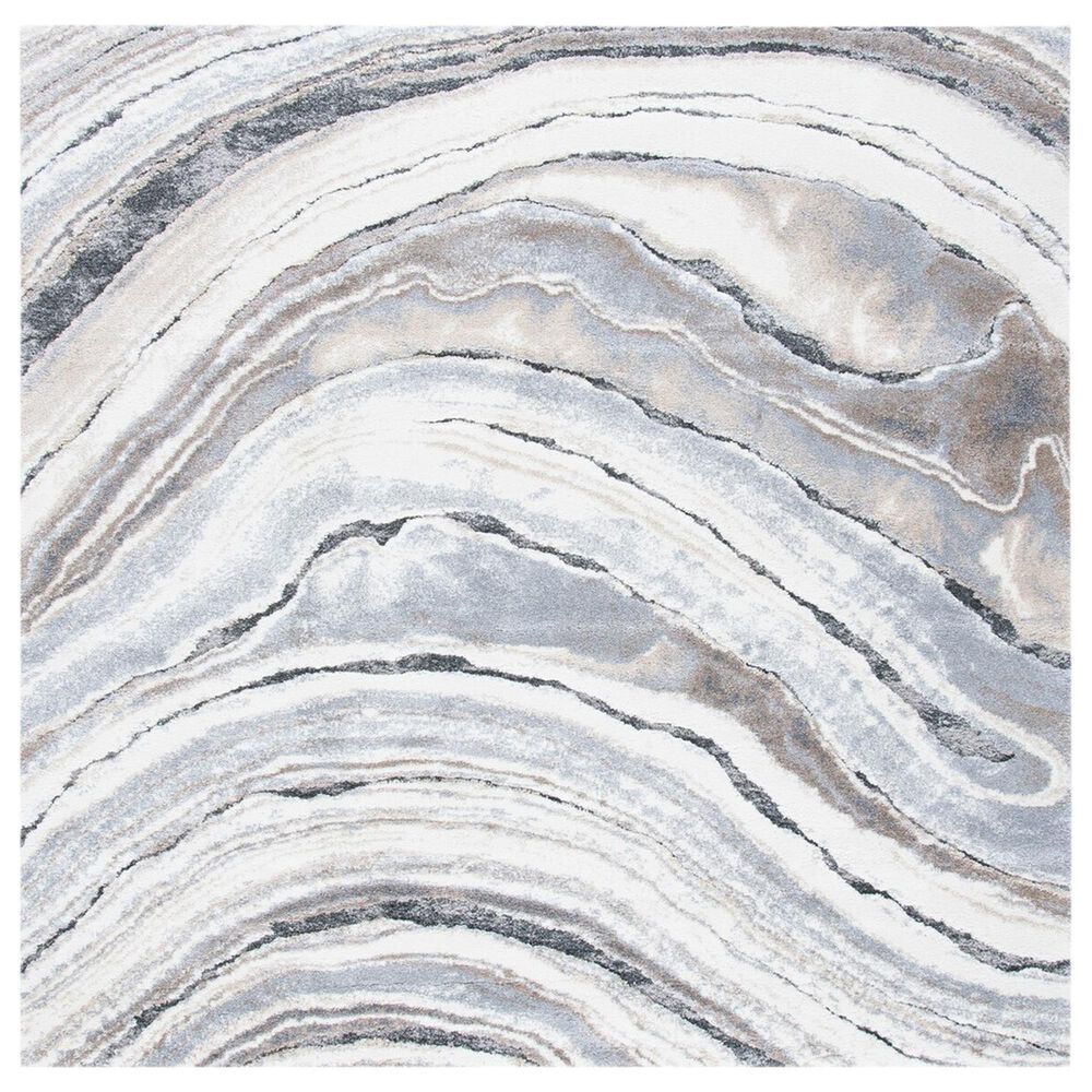 Safavieh Cyrus Shag CYR124A 6"7" Square Ivory and Grey Area Rug, , large