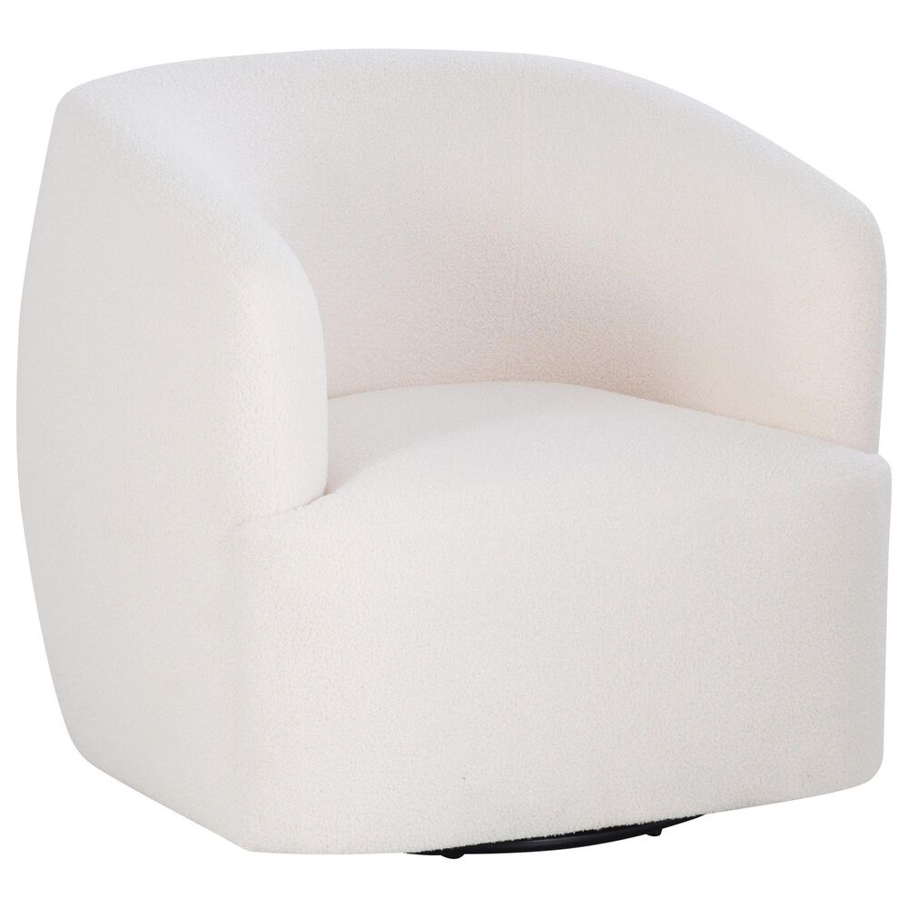 Linden Boulevard Skyler Swivel Chair in White Sherpa, , large