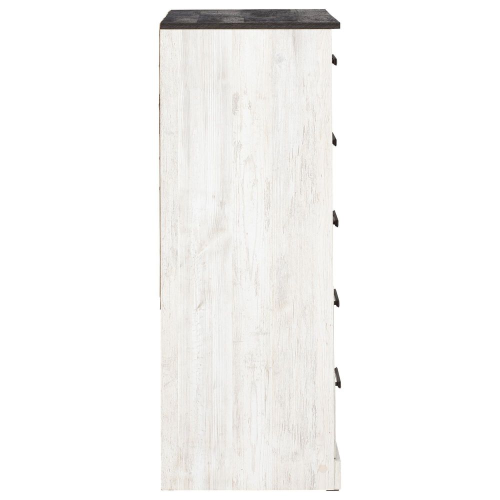 Ashley Shawburn 5-Drawer Chest in Whitewash and Charcoal Gray, , large
