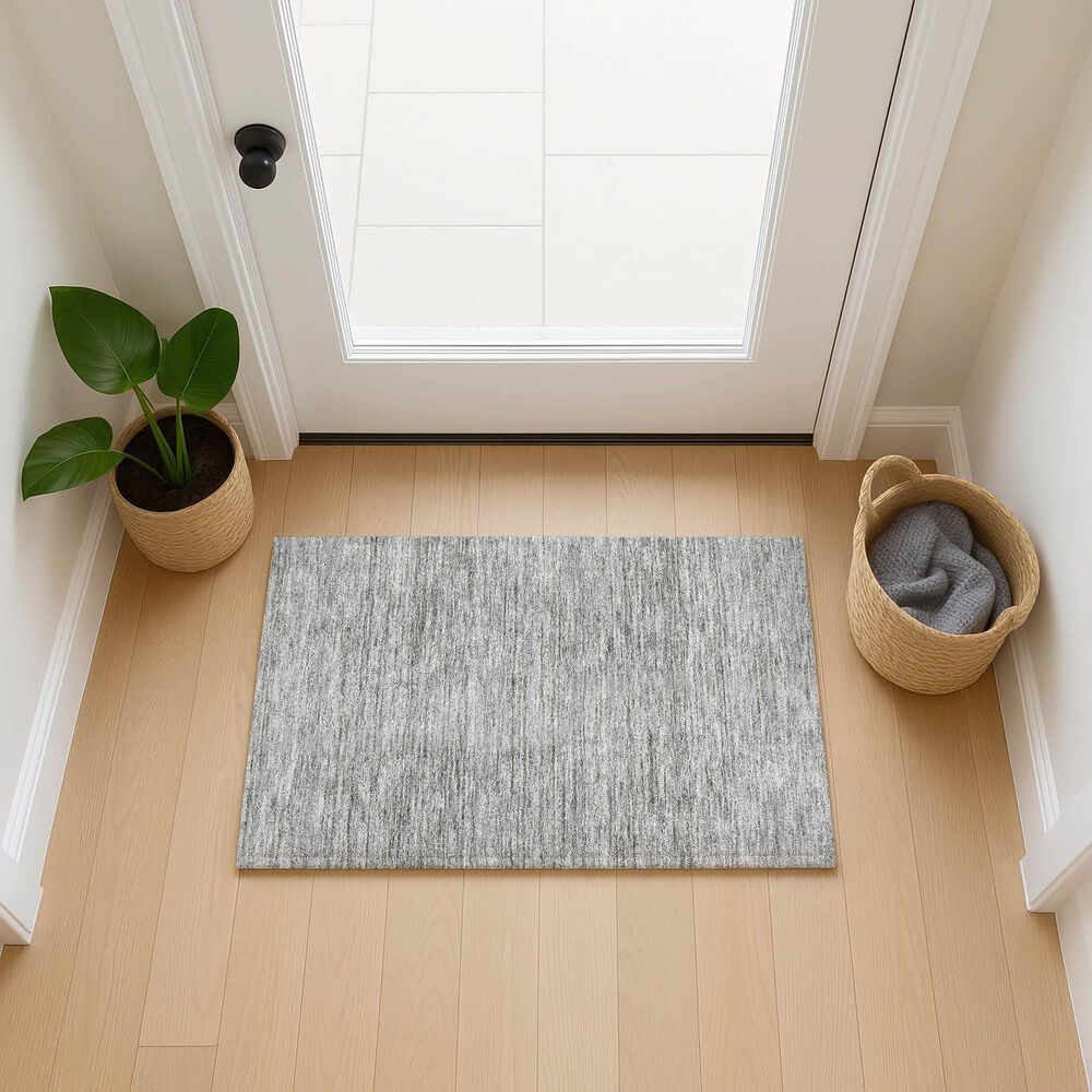 Dalyn Rug Company Soft Essentials Solid Silver 2'6" x 3'10" Indoor/Outdoor Area Rug, , large