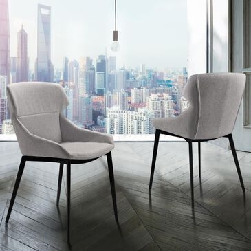 Blue River Kenna Dining Chair with Gray Cushion in Matte Black - Set of 2, , large
