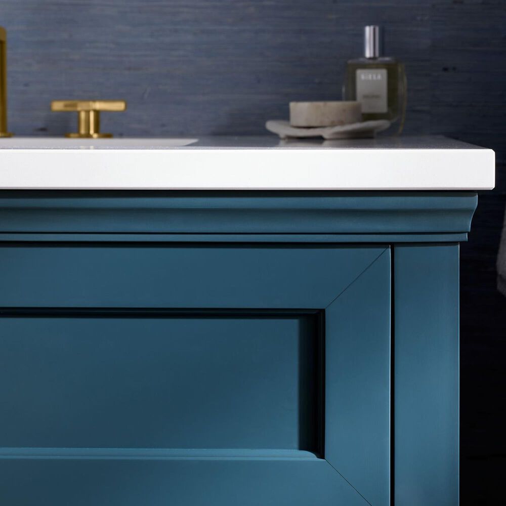 Kohler Charlemont 36&quot; Single Bathroom Vanity in Tidal Blue with 3 cm White Quartz Top and Rectangular Sink, , large