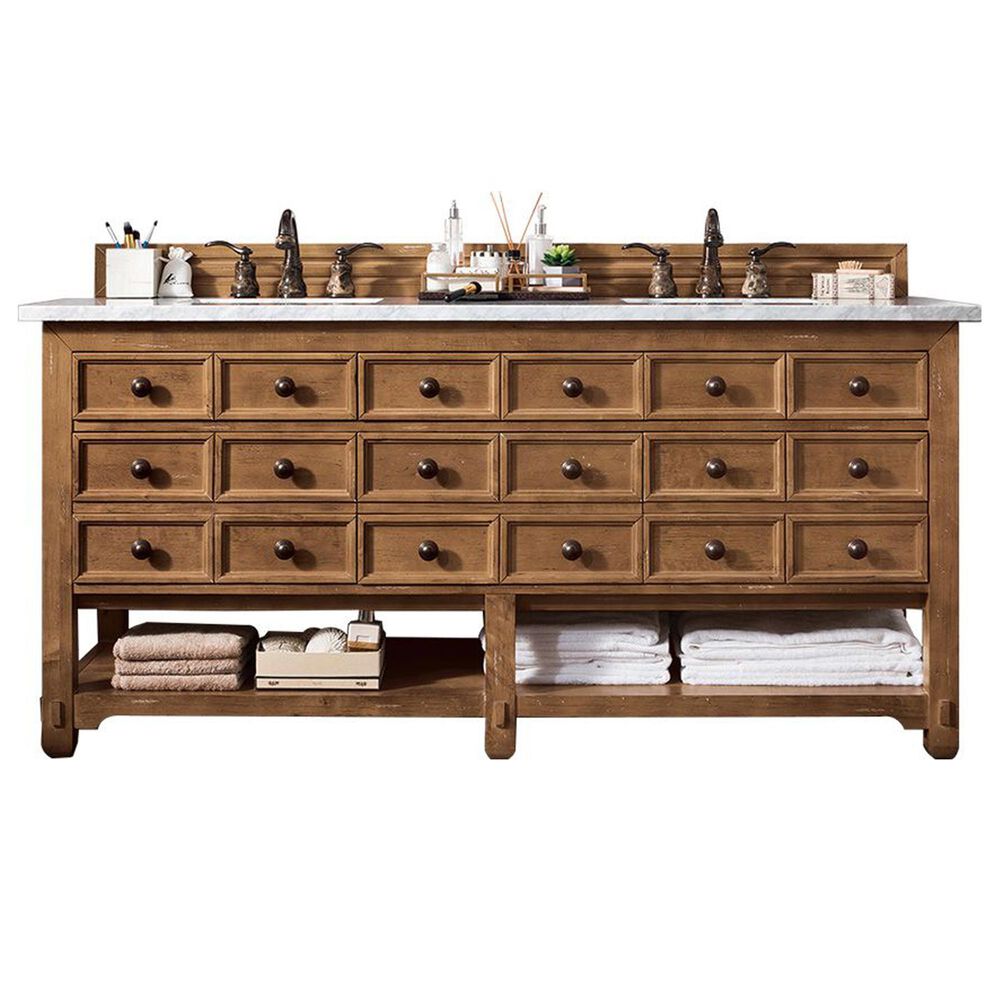 James Martin Malibu 72" Double Bathroom Vanity in Honey Alder with 3 cm