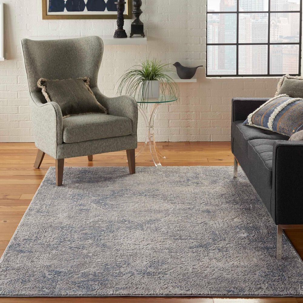 Nourison Rustic Textures Ivory and Light Blue 3&#39;11&quot; x 5&#39;11&quot; Area Rug, , large