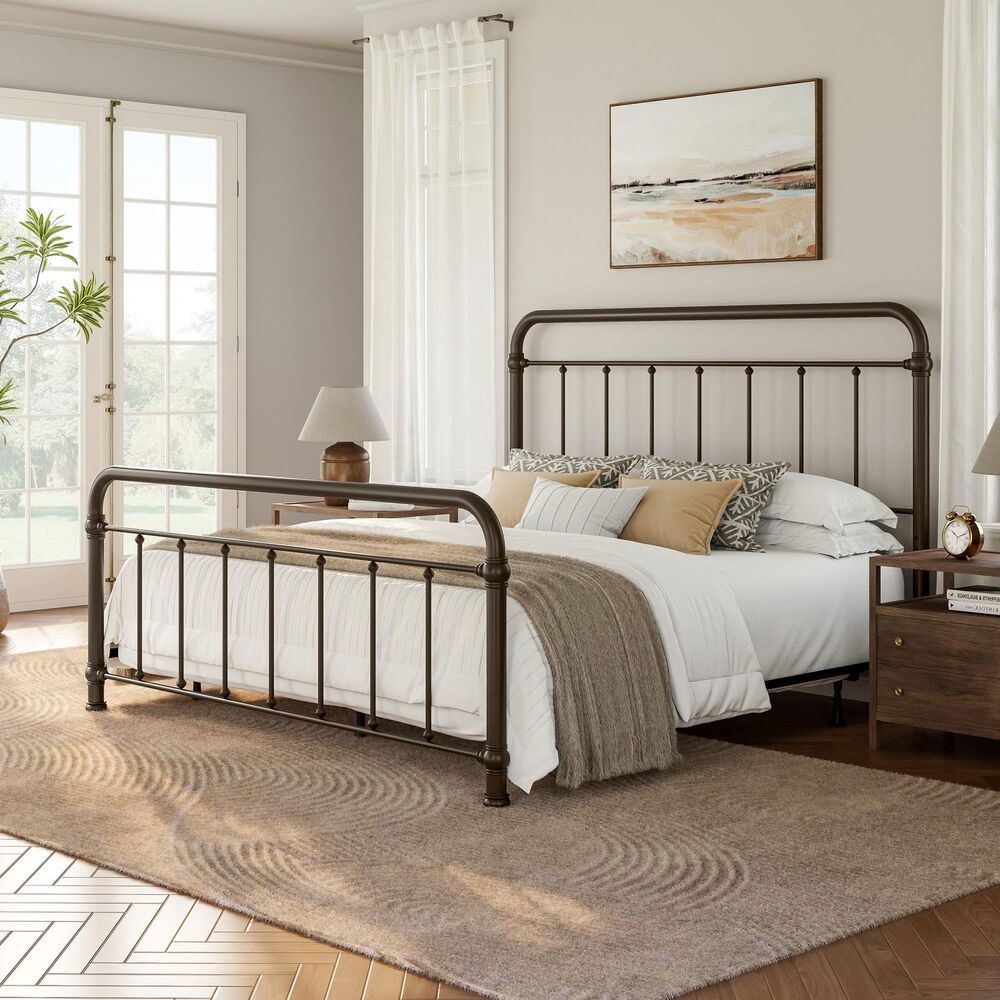Richlands Furniture Kirkland King Slat Metal Bed in Dark Bronze, , large