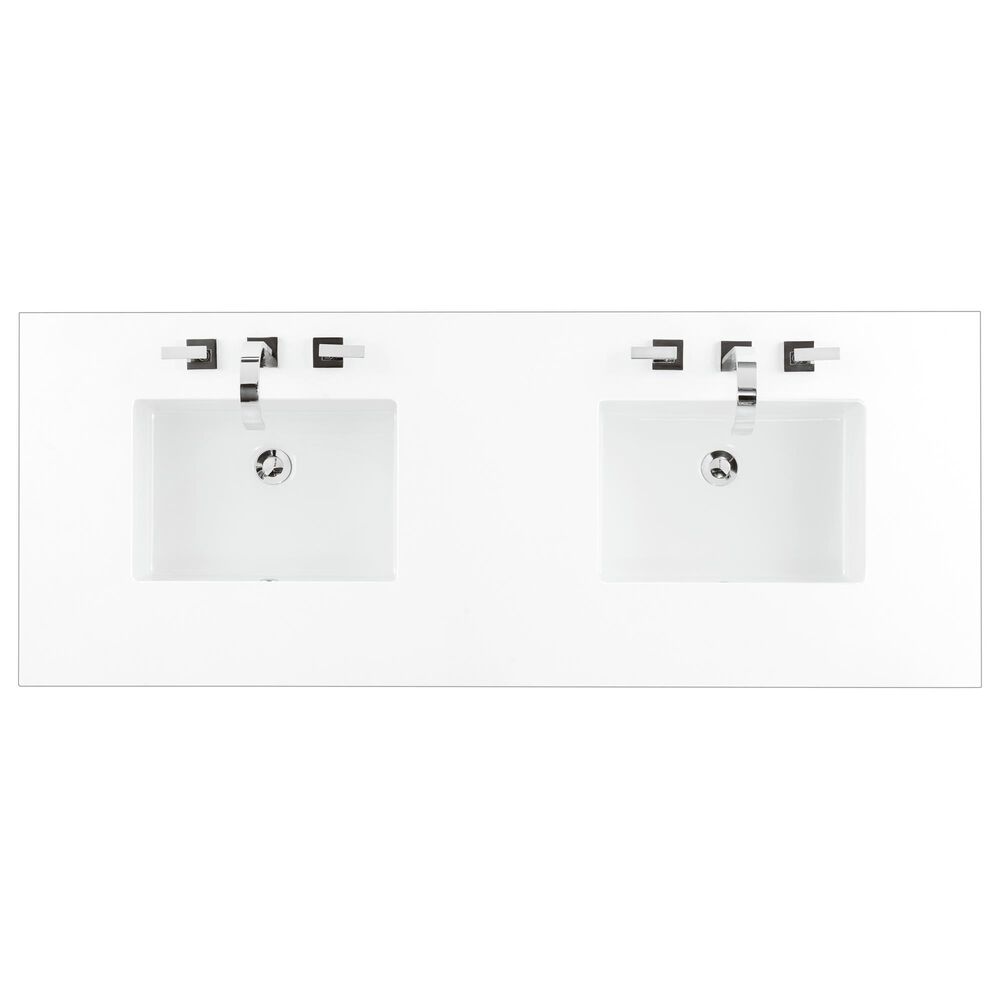 James Martin Vanities Breckenridge 60" Double Bathroom Vanity in Serenity Blue with 3 cm White Zeus Quartz Top and Rectangular Sinks, , large