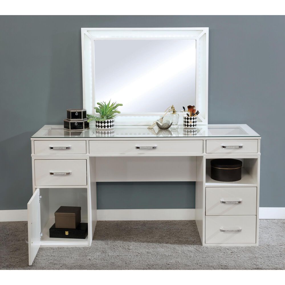 Furniture of America Hammond 3 Piece Vanity Set in Luminous White, , large