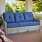 HOMLUX Outdoor Wicker Conversation Sofa in Navy Blue, , large