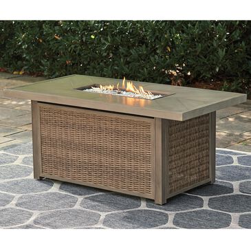 Signature Design by Ashley Beachcroft Rectangular Fire Pit Table in Beige, , large