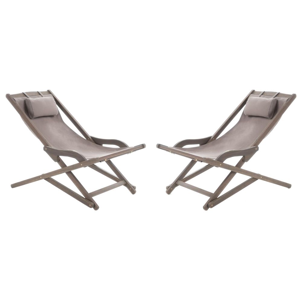 Hearth and Haven Nikki Outdoor Sling Chair with Pillow in Grey &#40;Set of 2&#41;, , large