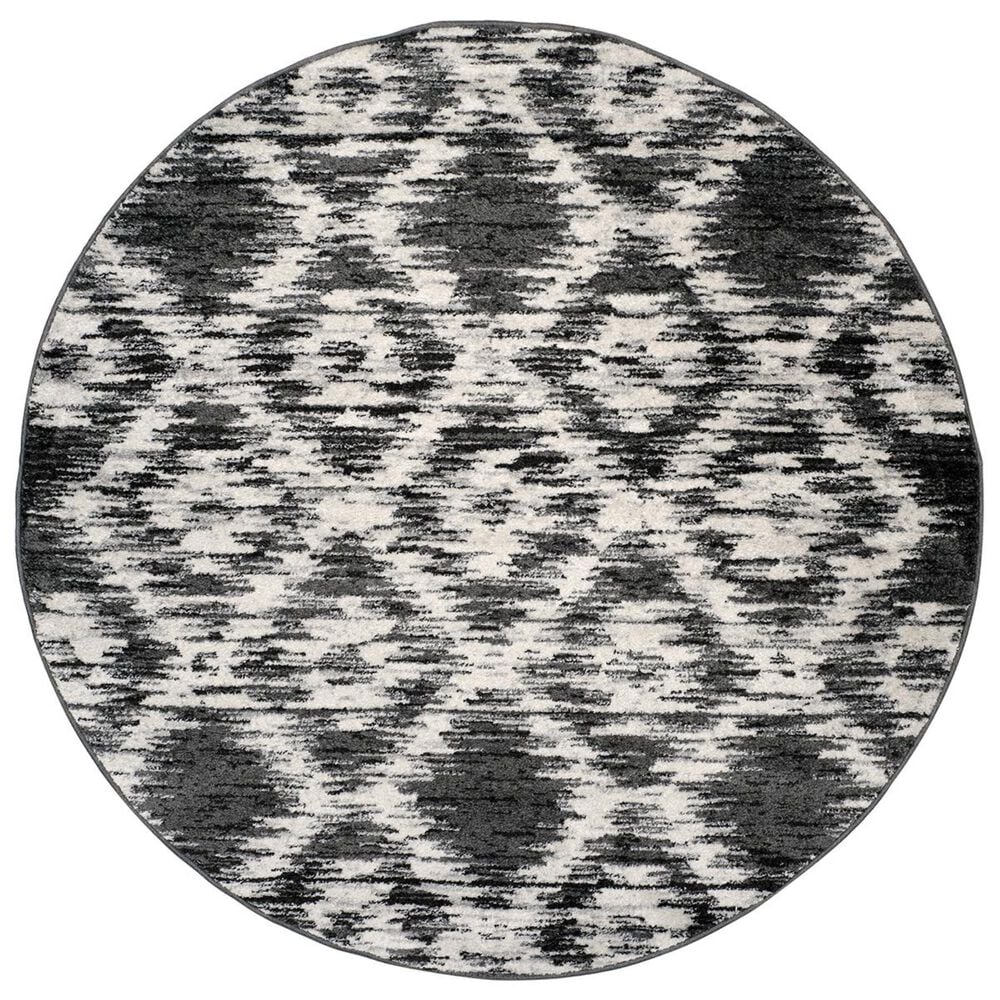 Safavieh Adirondack ADR118R-4R 4&#39; x 4&#39;  Charcoal/Ivory Round Rug, , large