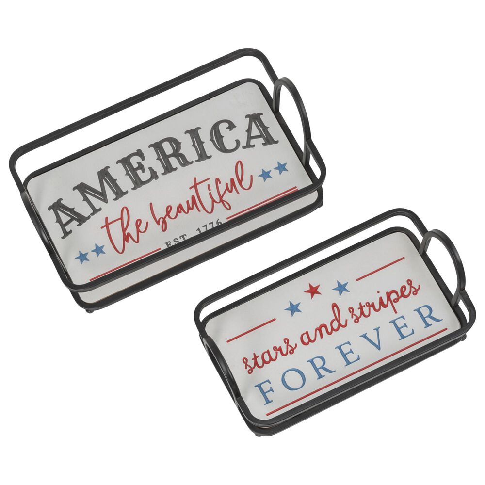 The Gerson Company Assorted Americana Trays in Black, Red, Blue and White (Set of 2), , large