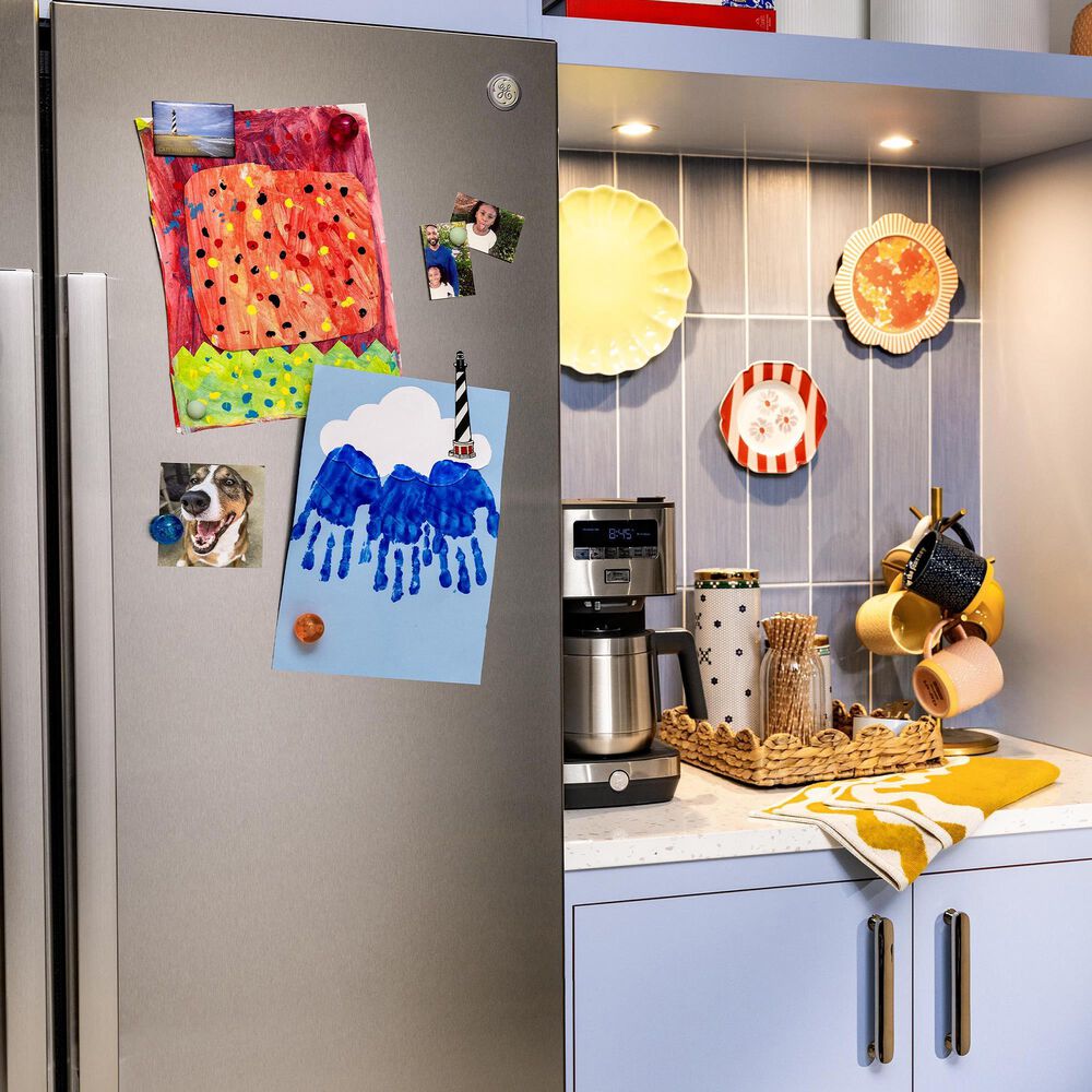 GE Appliances 24 Cu. Ft. Counter-Depth Side-By-Side Refrigerator with LED Light Wall in Fingerprint Resistant Stainless Steel, , large