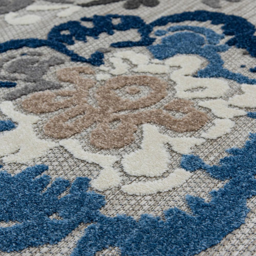Central Oriental Fontana Pakuna 5&#39;3&quot; x 7&#39; Gray and Blue Area Rug, , large