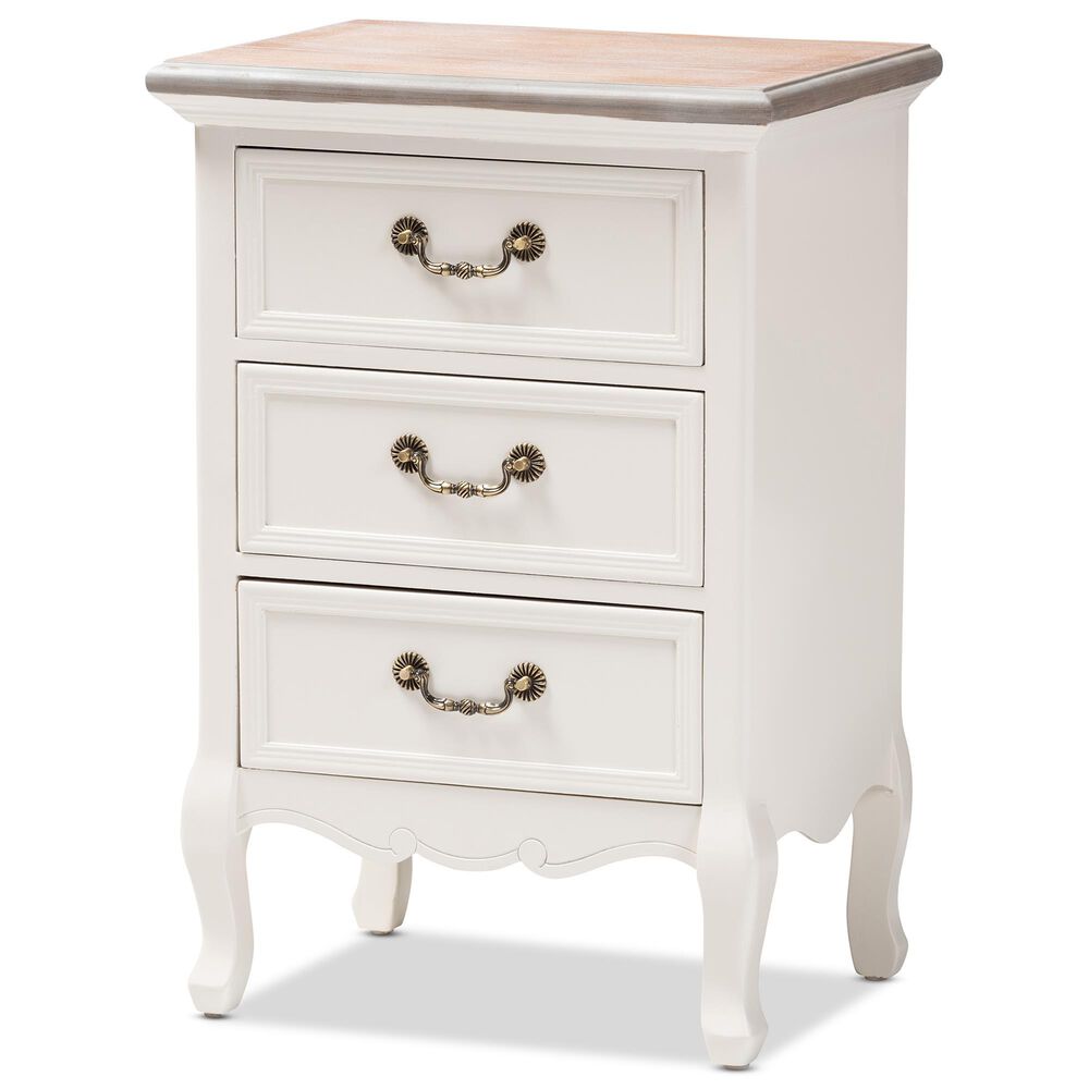 Baxton Studio Capucine 3-Drawer End Table in Natural Whitewashed Oak and White, , large