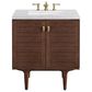 James Martin Vanities Amberly 36" Single Bathroom Vanity in Walnut with 3 cm Arctic Fall Solid Surface Top and Rectangular Sink, , large