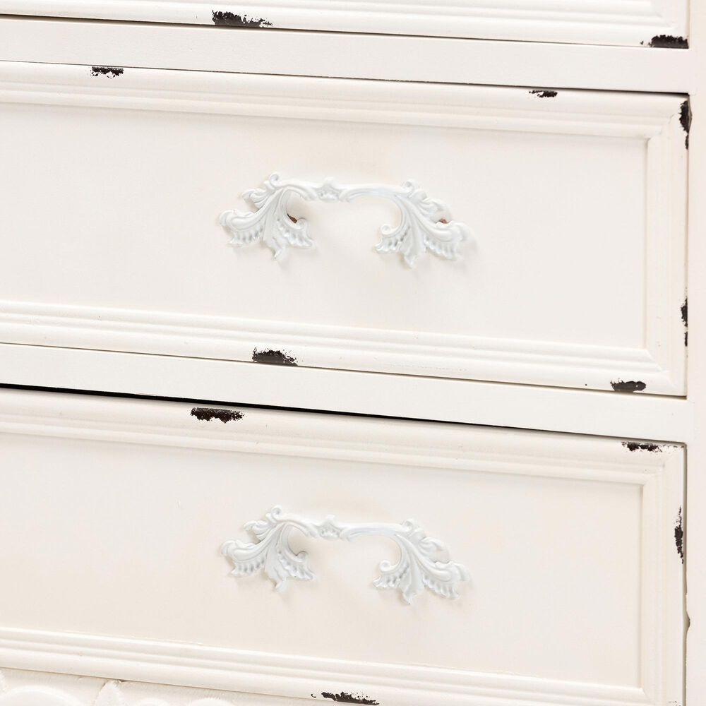 Baxton Studio Levron 5-Drawer Storage Cabinet in Walnut Brown and Antique White, , large