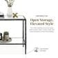 Furniture of America Lalia End Table with Tempered Glass Top and Open Storage Shelf in Gun Metal, , large