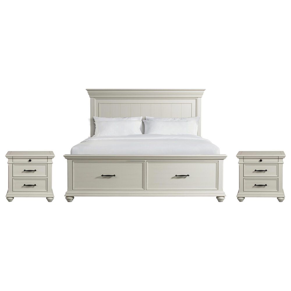 Mayberry Hill Slater King Storage Bed with Two Nightstands in White, , large