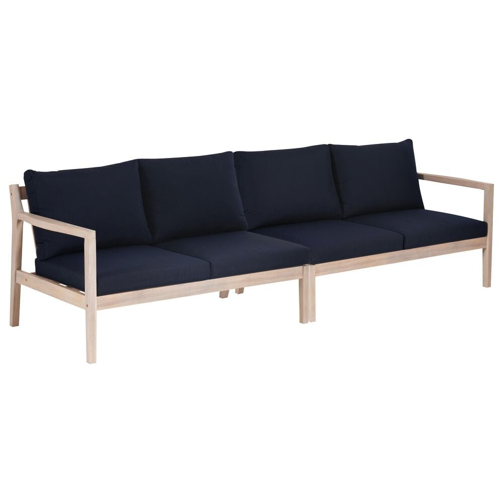 Linon Home Decor Teagon Outdoor Loveseat with Blue Cushions in Whitewash (Set of 2), , large