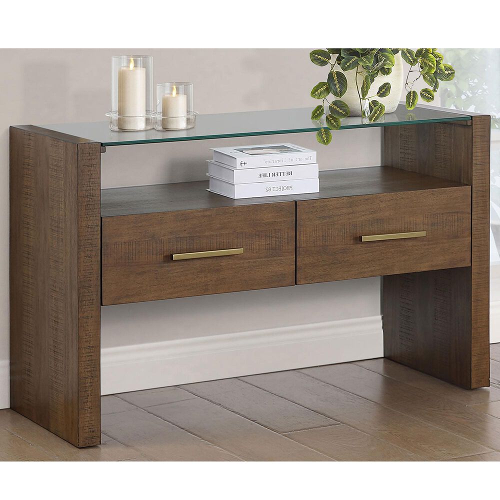 Crystal City Garland Glass Top Sofa Table in Toffee, , large