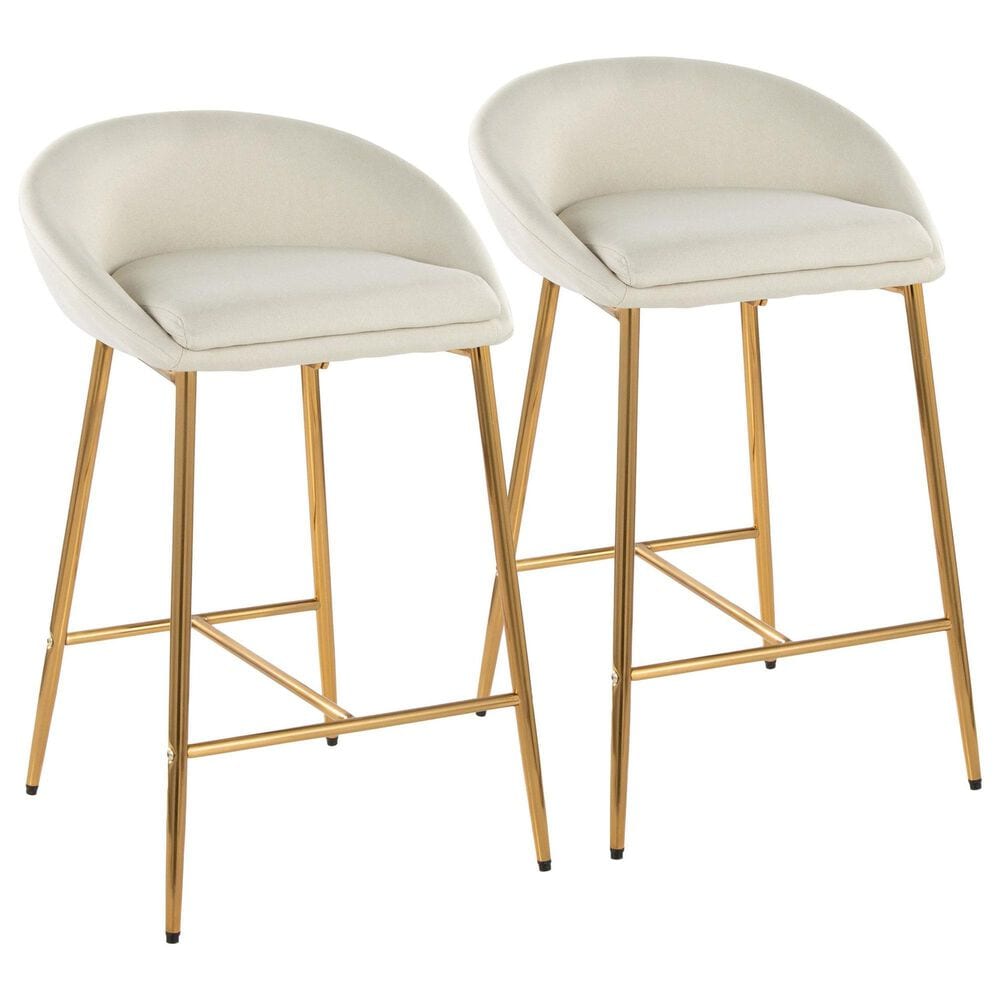 Lumisource Matisse Counter Stool with Cream Cushion in Gold (Set of 2), , large