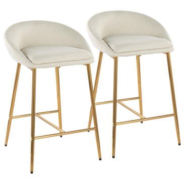 Lumisource Matisse Counter Stool with Cream Cushion in Gold (Set of 2), , large