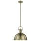 Golden Lighting Duncan 1-Light Pendant with Rod in Aged Brass, , large