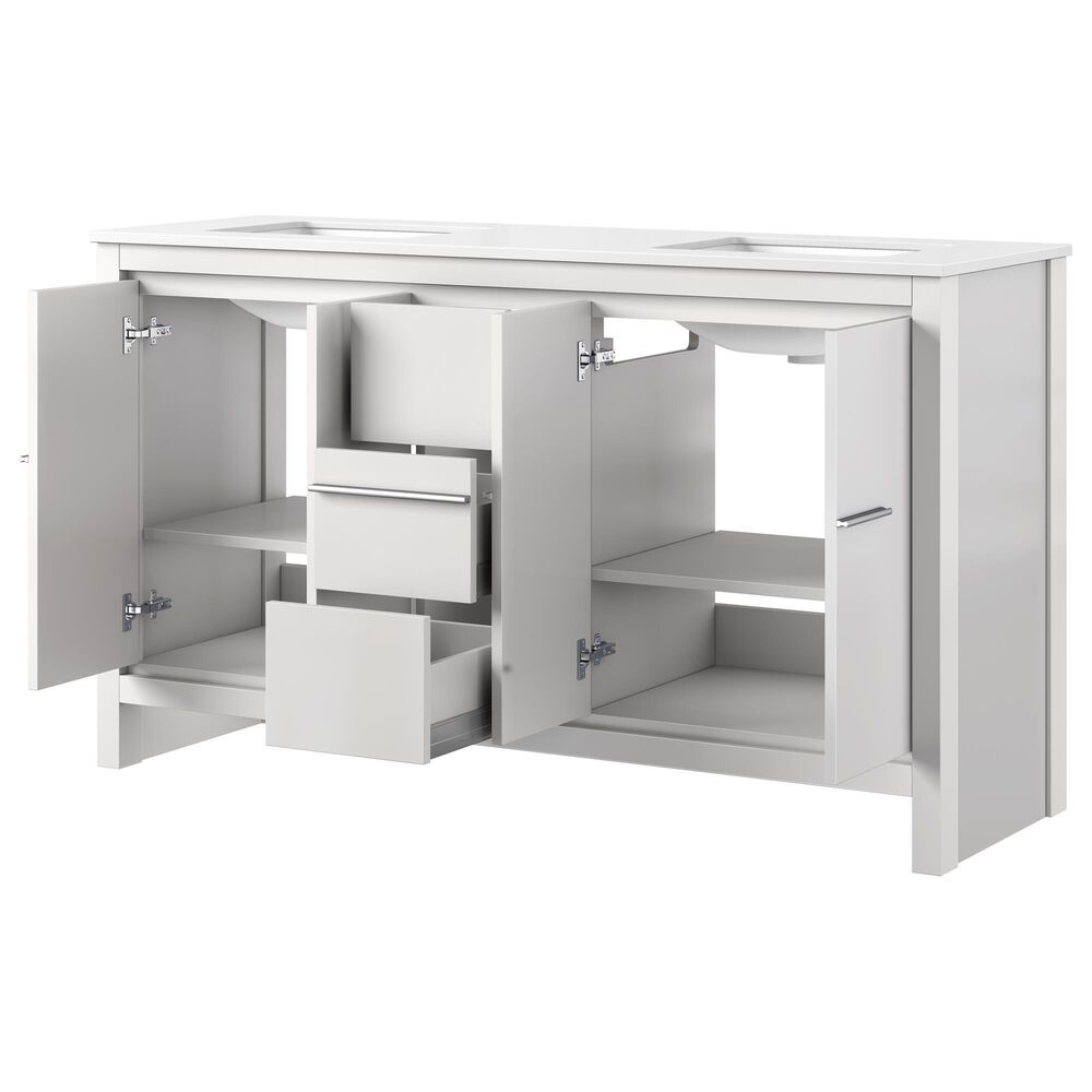 Lexora Home Lafarre 60&quot; Double Bathroom Vanity in White with 2 cm White Quartz Top and Rectangular Sinks, , large