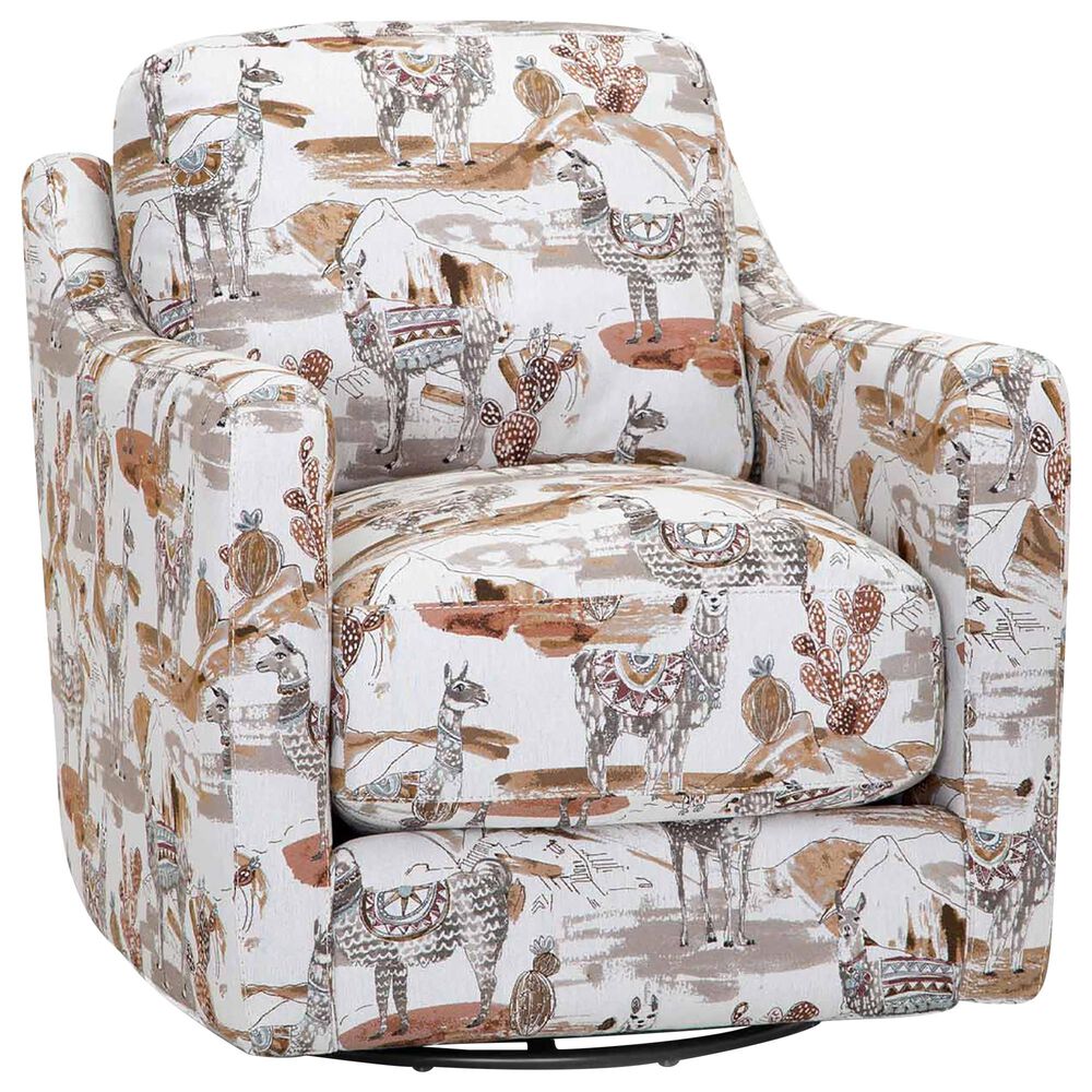 Moore Furniture Chelsea Swivel Accent Chair in Llama Drama Rosewood, , large