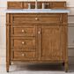 James Martin Vanities Brittany 36" Single Bathroom Vanity in Saddle Brown with 3 cm Carrara White Marble Top and Rectangle Sink, , large