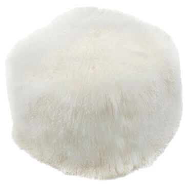 Moe"s Home Collection Lamb Fur Pouf in White, , large