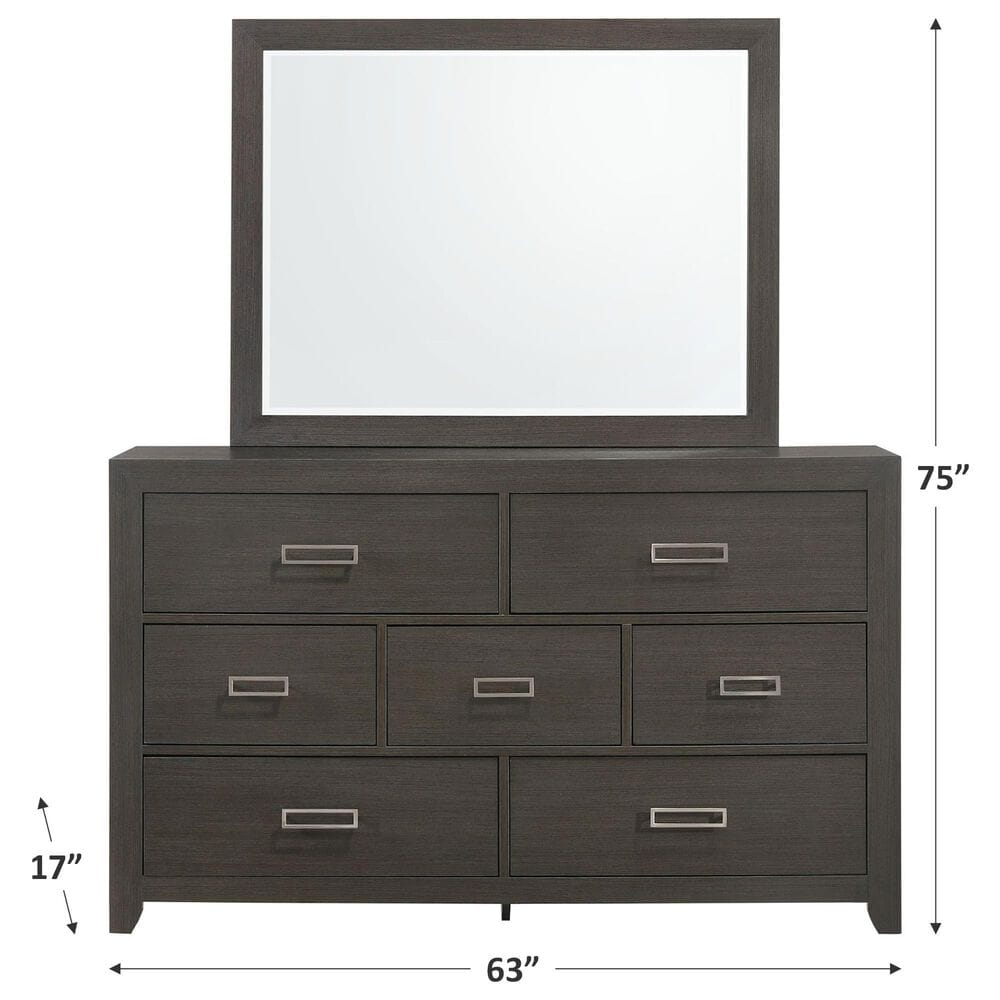 Mayberry Hill Sasha 7 Drawer Dresser and Mirror in Grey, , large