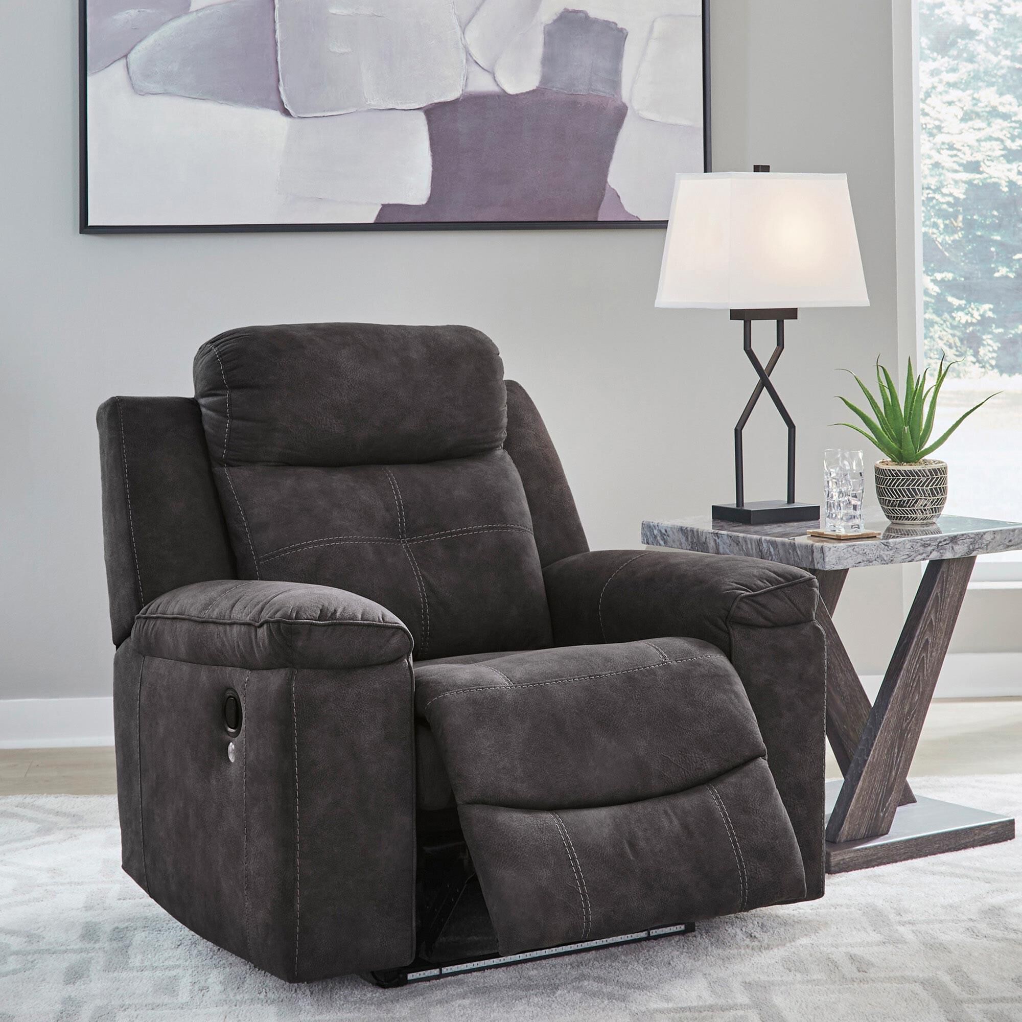 Ashley Brysonview Manual Zero Wall Recliner in Charcoal