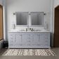 Lexora Home Dukes 84" Double Bathroom Vanity in Dark grey with 2 cm White Carrara Marble Top and Rectangular Sinks, , large