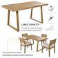 Hearth and Haven 5-Piece Outdoor Wooden Dining Set with U-Leg Table and Cushioned Chairs in Beige, , large